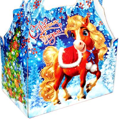 Детский новогодний подарок в картонной упаковке весом 1000 грамм