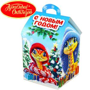 Сладкий подарок на Новый Год в картонной упаковке весом 600 грамм по цене 654 руб в Буйнакске