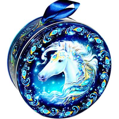 Сладкий подарок на Новый Год в жестяной упаковке весом 800 грамм