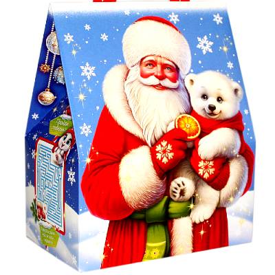 Сладкий подарок на Новый Год в картонной упаковке весом 900 грамм