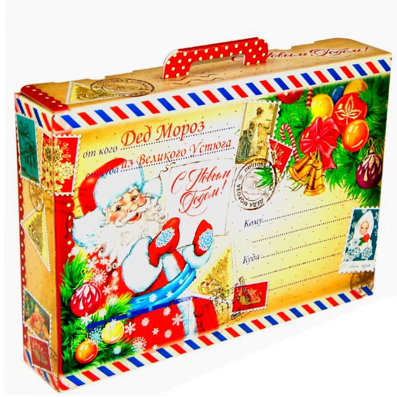 Детский подарок на Новый Год в картонной упаковке весом 1300 грамм