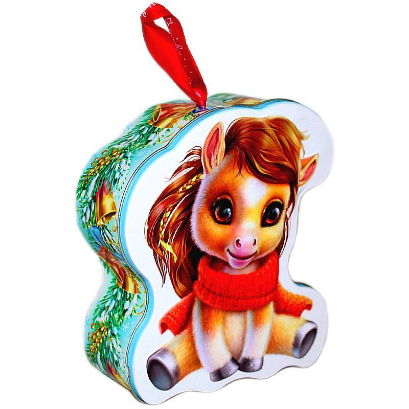 Сладкий новогодний подарок в жестяной упаковке весом 600 грамм