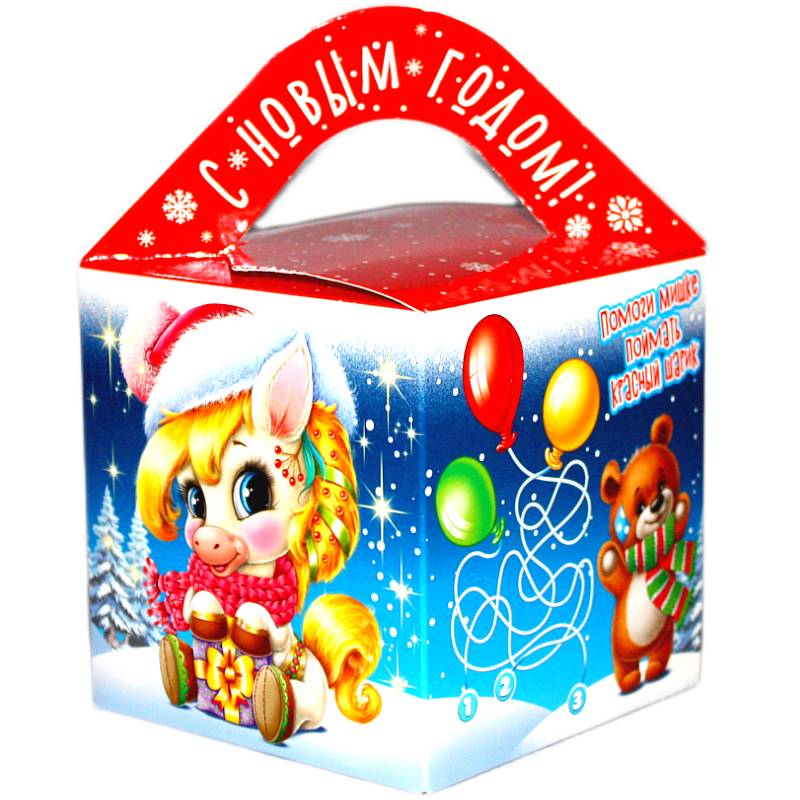 Детский новогодний подарок в картонной упаковке весом 600 грамм