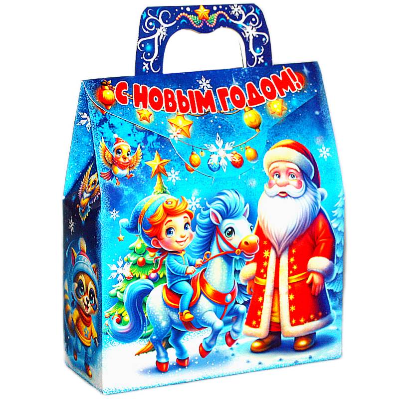 Сладкий новогодний подарок в картонной упаковке весом 600 грамм